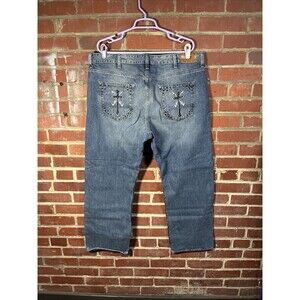 Tommy Hilfiger Denim Mens Custom Cross Hand Paint Unique Size 38x30 Real 39x29.5